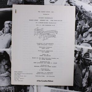 1985 King Solomons Mines Movie press kit + 6 photo sheets, Richard Chamberlain,